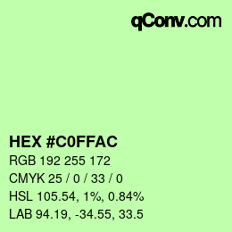 カラーコード: HEX #C0FFAC | qconv.com