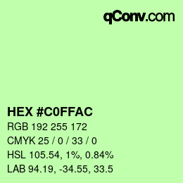 Farbcode: HEX #C0FFAC | qconv.com