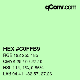 Color code: HEX #C0FFB9 | qconv.com