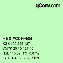 Color code: HEX #C0FFBB | qconv.com