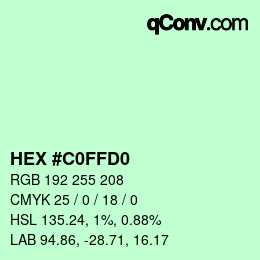 Color code: HEX #C0FFD0 | qconv.com