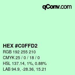 カラーコード: HEX #C0FFD2 | qconv.com