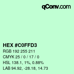 Color code: HEX #C0FFD3 | qconv.com
