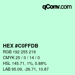 Color code: HEX #C0FFDB | qconv.com