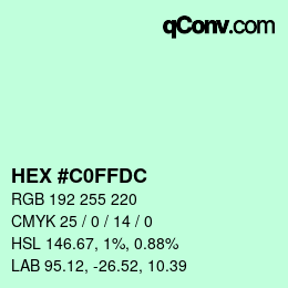 Color code: HEX #C0FFDC | qconv.com
