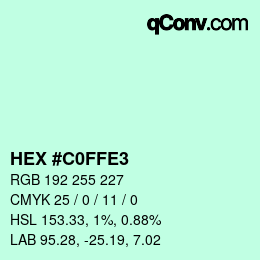 カラーコード: HEX #C0FFE3 | qconv.com