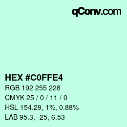 Color code: HEX #C0FFE4 | qconv.com
