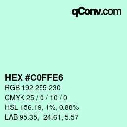 カラーコード: HEX #C0FFE6 | qconv.com