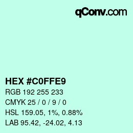 カラーコード: HEX #C0FFE9 | qconv.com