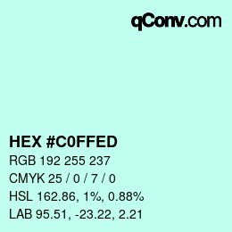 Color code: HEX #C0FFED | qconv.com