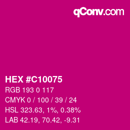 颜色代码: HEX #C10075 | qconv.com