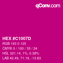 颜色代码: HEX #C1007D | qconv.com