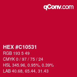カラーコード: HEX #C10531 | qconv.com