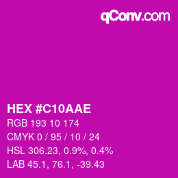 Color code: HEX #C10AAE | qconv.com