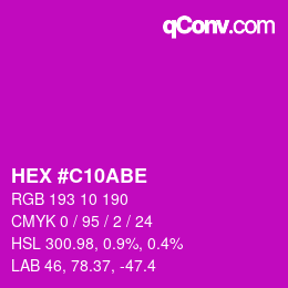 Color code: HEX #C10ABE | qconv.com
