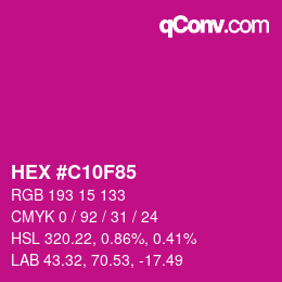 カラーコード: HEX #C10F85 | qconv.com