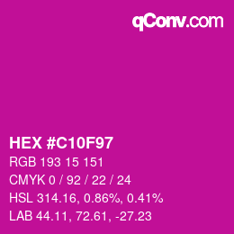 Color code: HEX #C10F97 | qconv.com