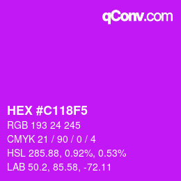 Color code: HEX #C118F5 | qconv.com