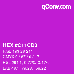 Code couleur: HEX #C11CD3 | qconv.com