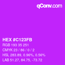 颜色代码: HEX #C123FB | qconv.com