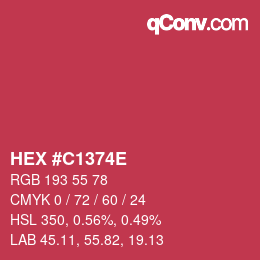 颜色代码: HEX #C1374E | qconv.com
