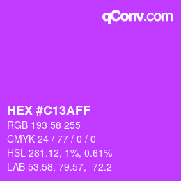 Farbcode: HEX #C13AFF | qconv.com