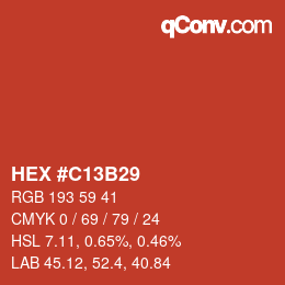 颜色代码: HEX #C13B29 | qconv.com