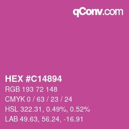 颜色代码: HEX #C14894 | qconv.com