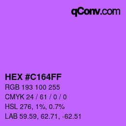 颜色代码: HEX #C164FF | qconv.com