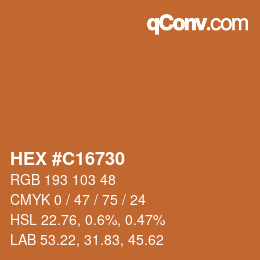 Color code: HEX #C16730 | qconv.com