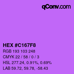 Farbcode: HEX #C167F8 | qconv.com