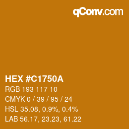 Color code: HEX #C1750A | qconv.com