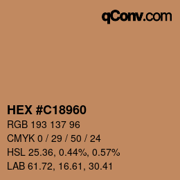 Código de color: HEX #C18960 | qconv.com