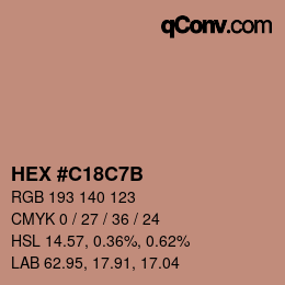 カラーコード: HEX #C18C7B | qconv.com
