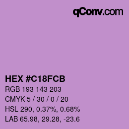 カラーコード: HEX #C18FCB | qconv.com