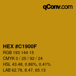 カラーコード: HEX #C1900F | qconv.com