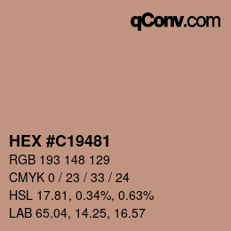 Color code: HEX #C19481 | qconv.com