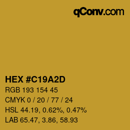 カラーコード: HEX #C19A2D | qconv.com