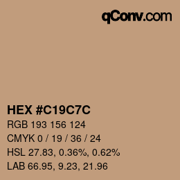 颜色代码: HEX #C19C7C | qconv.com
