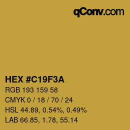Color code: HEX #C19F3A | qconv.com