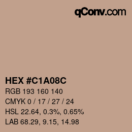 カラーコード: HEX #c1a08c | qconv.com