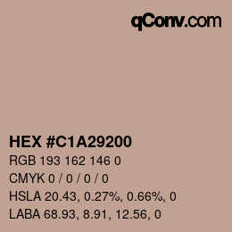 Color code: HEX #C1A29200 | qconv.com