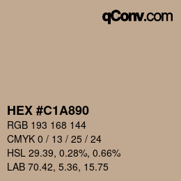 颜色代码: HEX #C1A890 | qconv.com
