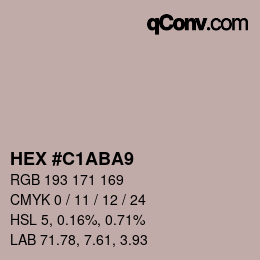 颜色代码: HEX #C1ABA9 | qconv.com