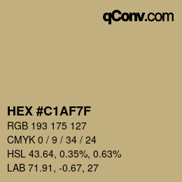 カラーコード: HEX #C1AF7F | qconv.com