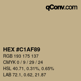 Código de color: HEX #C1AF89 | qconv.com