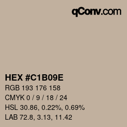 Color code: HEX #C1B09E | qconv.com