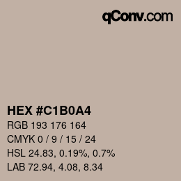 カラーコード: HEX #C1B0A4 | qconv.com