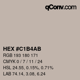 Color code: HEX #C1B4AB | qconv.com