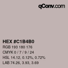 颜色代码: HEX #C1B4B0 | qconv.com